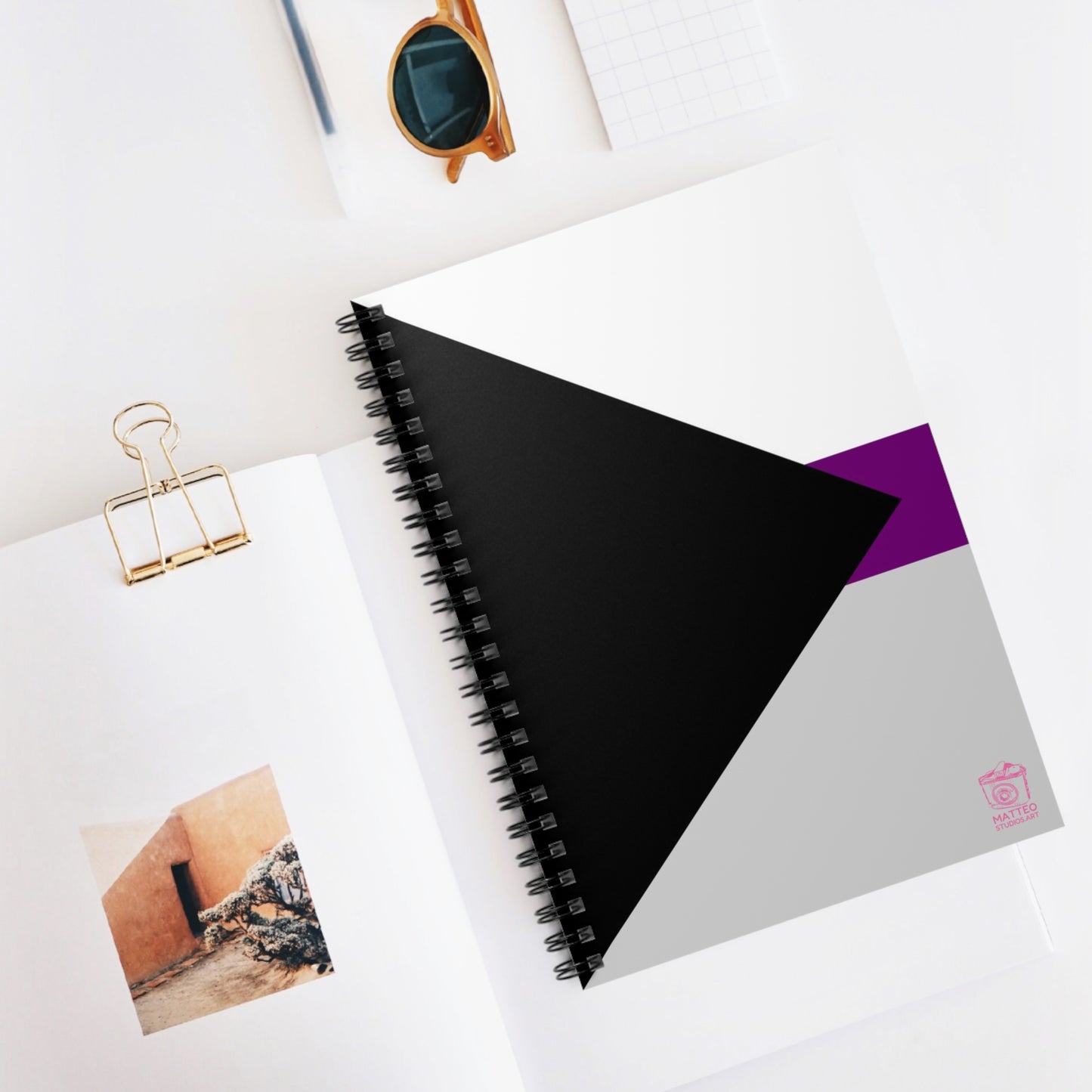 Demisexual Pride Flag | Spiral Notebook | Ruled Line | Black Grey White Purple