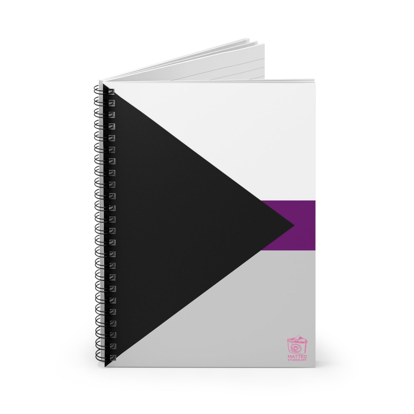 Demisexual Pride Flag | Spiral Notebook | Ruled Line | Black Grey White Purple
