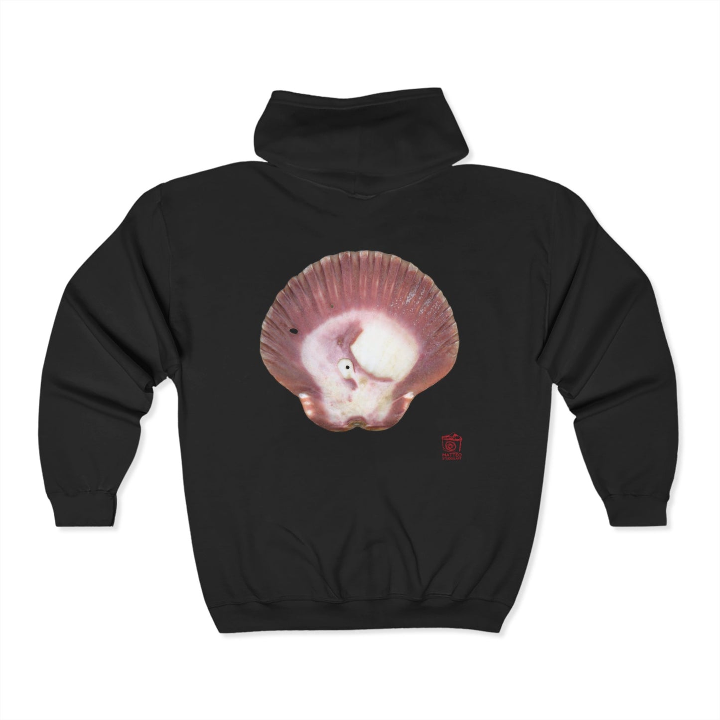 Scallop Shell Magenta Left Exterior | Unisex Heavy Blend™ Full Zip Hooded Sweatshirt