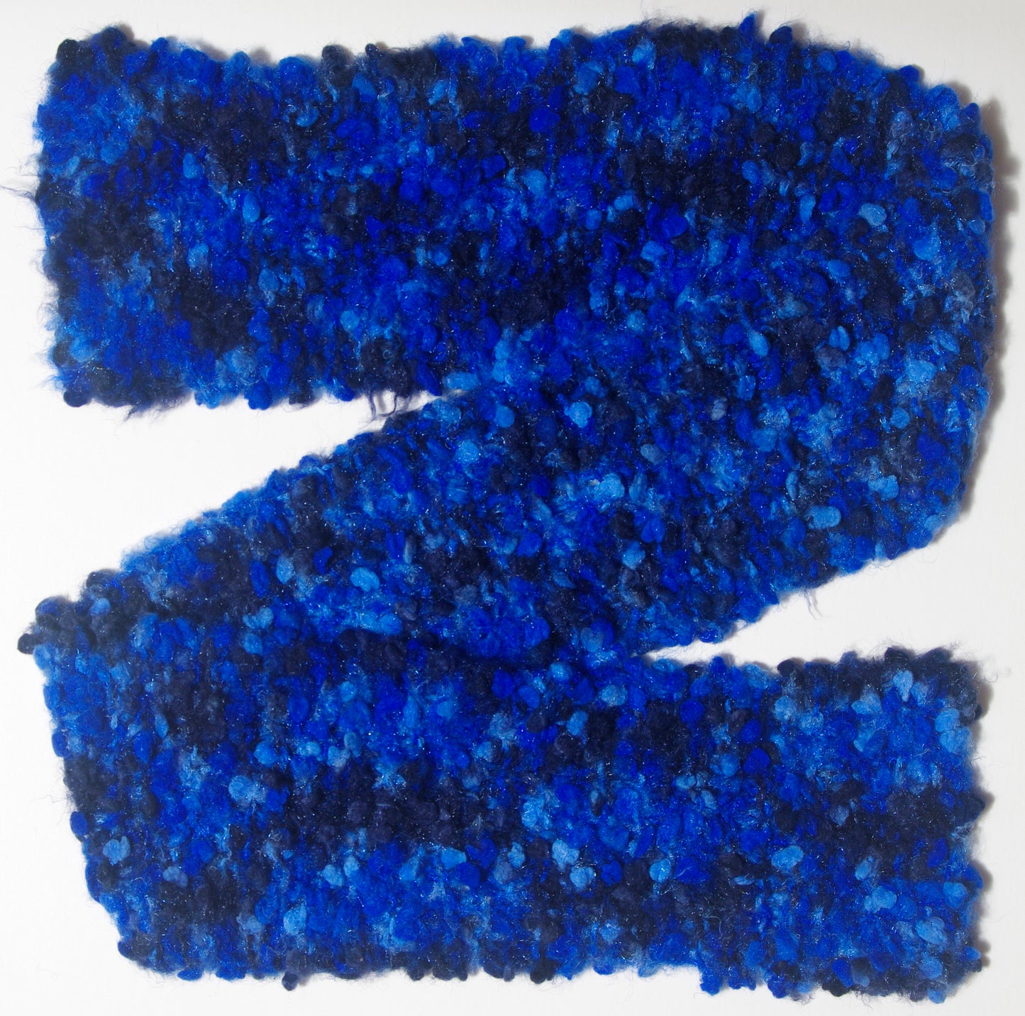 Scarf Hand-Knit Traditional | "Deep Blue Sea" | Blue