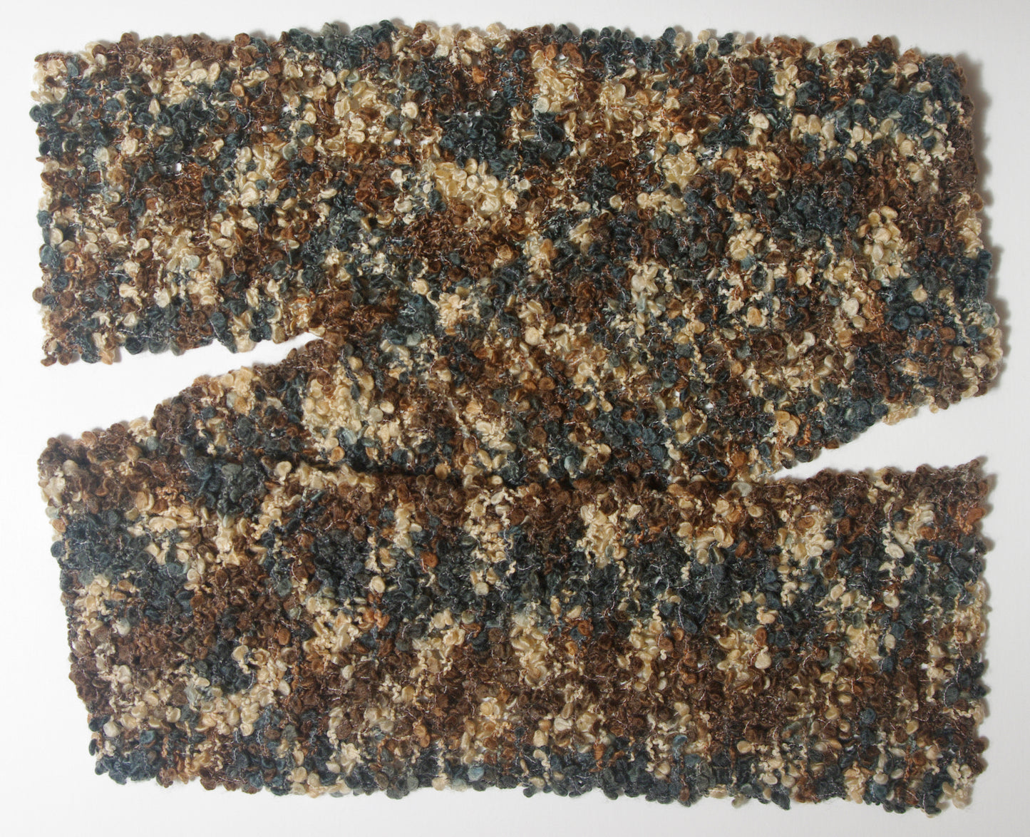 Scarf Hand-Knit Traditional | "Forest" | Green Brown Tan
