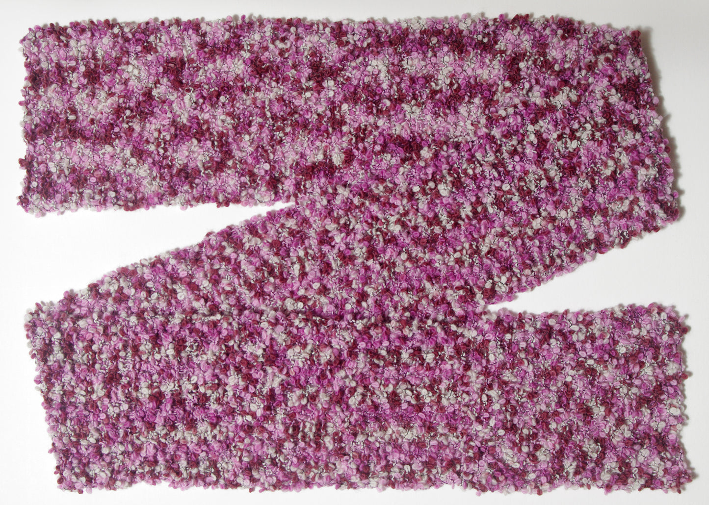 Scarf Hand-Knit Traditional | "Good & Pink" | Pink White Magenta