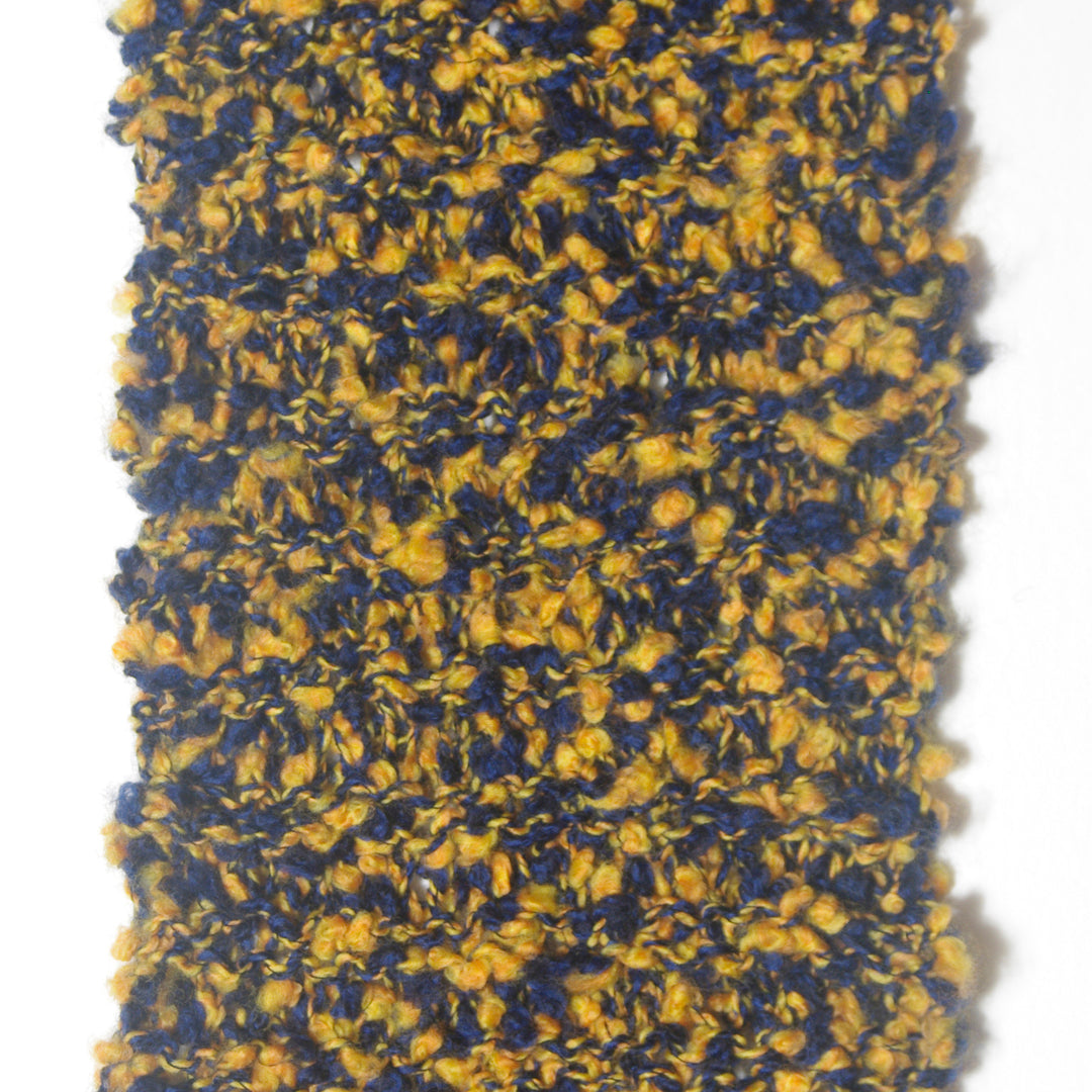 "Navy and Orange" Hand-Knit Traditional Scarf