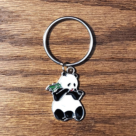 Panda Eating Bamboo Enamel Silver | Keyring