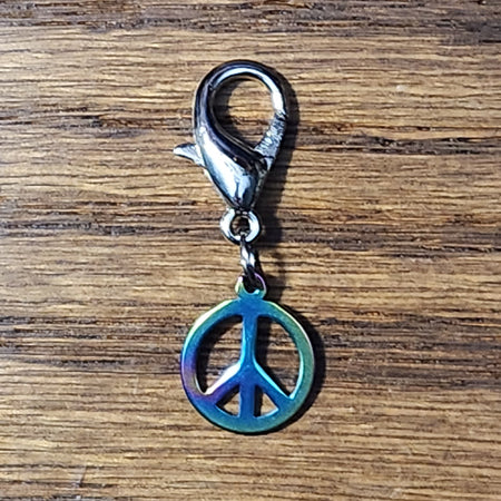 Peace Sign Silver Wine Glass Charm | Zipper Pull | Stitch Marker