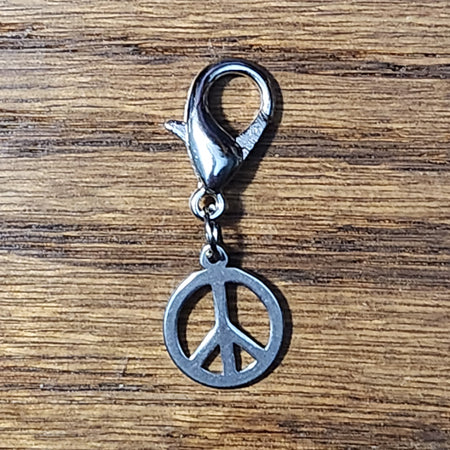 Peace Sign Silver Wine Glass Charm | Zipper Pull | Stitch Marker
