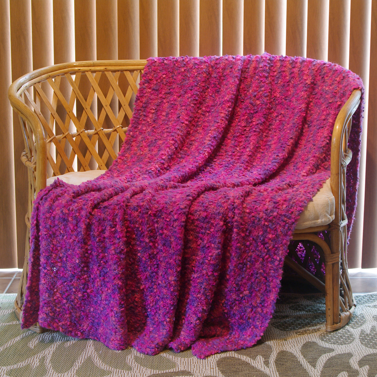 Blanket Hand-Knit | "Princess Delight" | Pink Magenta Purple