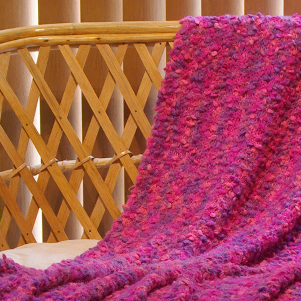 Blanket Hand-Knit | "Princess Delight" | Pink Magenta Purple