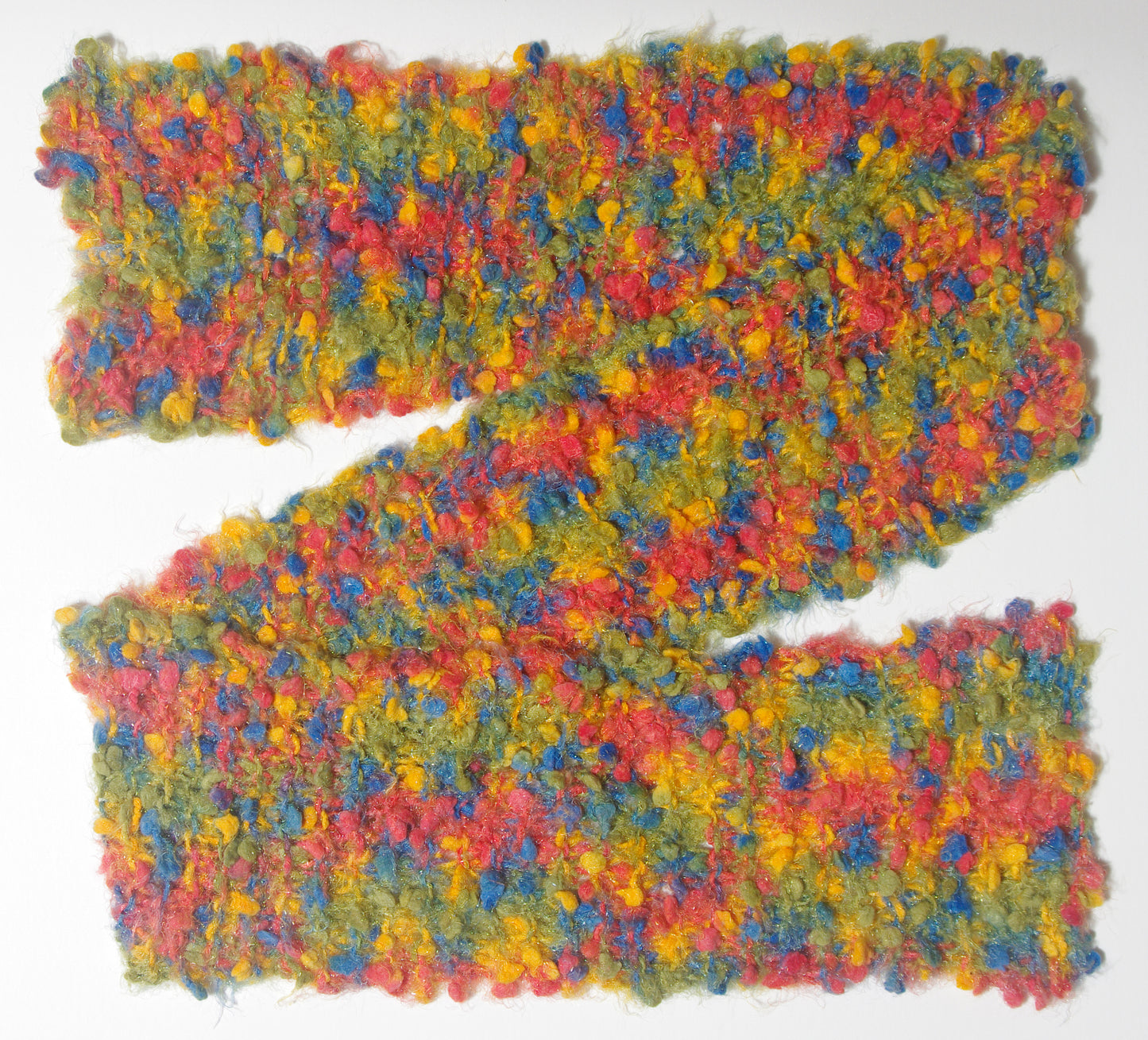 Scarf Hand-Knit Traditional | "Rainbow Sprinkles" | Purple Blue Green Yellow Orange Red