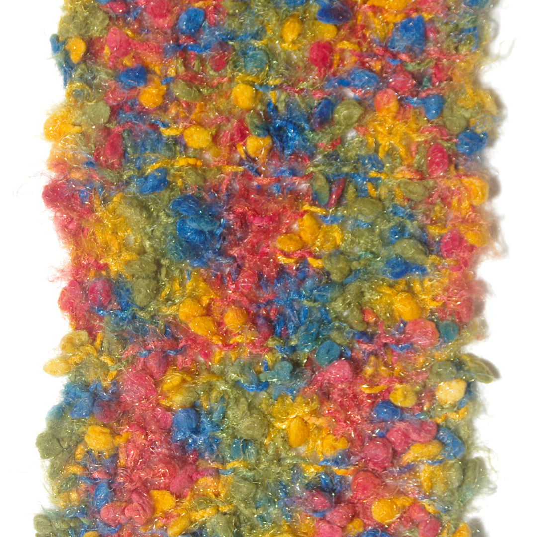 Scarf Hand-Knit Traditional | "Rainbow Sprinkles" | Purple Blue Green Yellow Orange Red