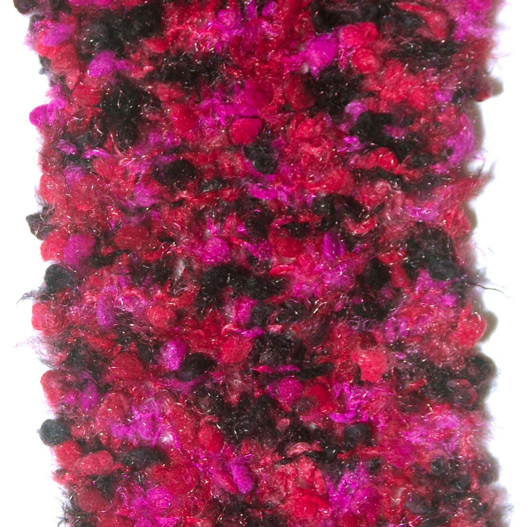 Scarf Hand-Knit Traditional | "Red Hot Pink" | Red Pink Black
