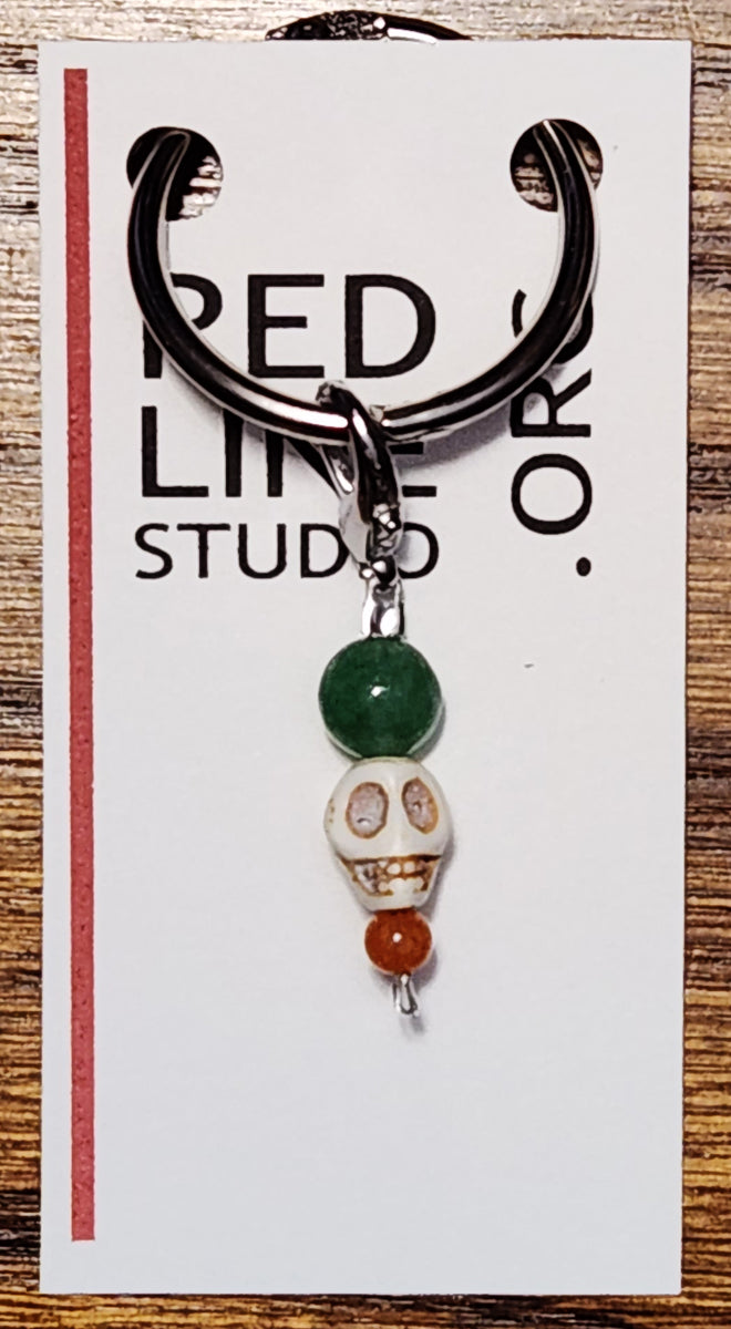 Skull White Recycled Turquoise Wine Glass Charm | Zipper Pull | Stitch Marker