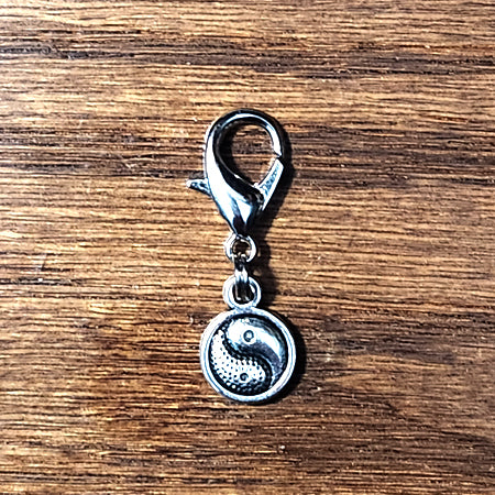 Yin Yang Feng Shui Silver Wine Glass Charm | Zipper Pull | Stitch Marker