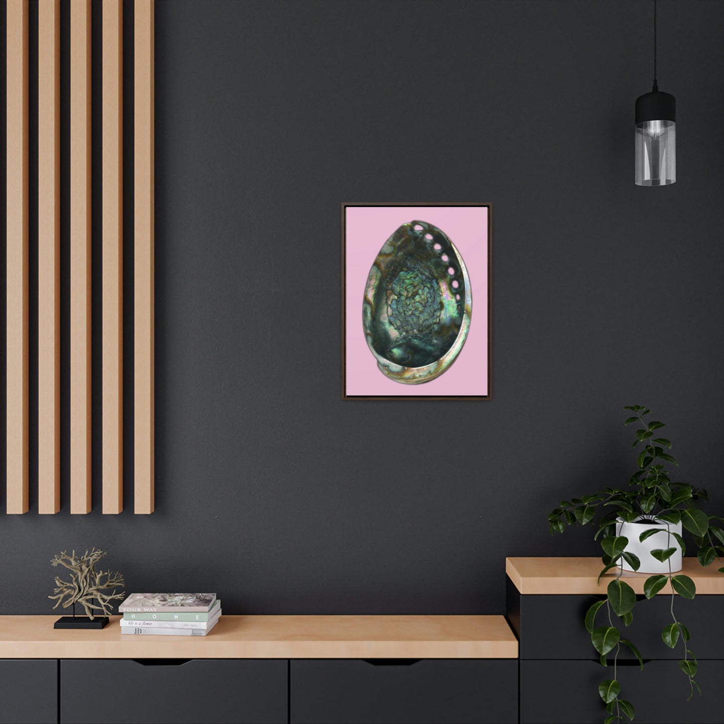 Abalone Shell Interior | Framed Canvas | Orchid Pink Background