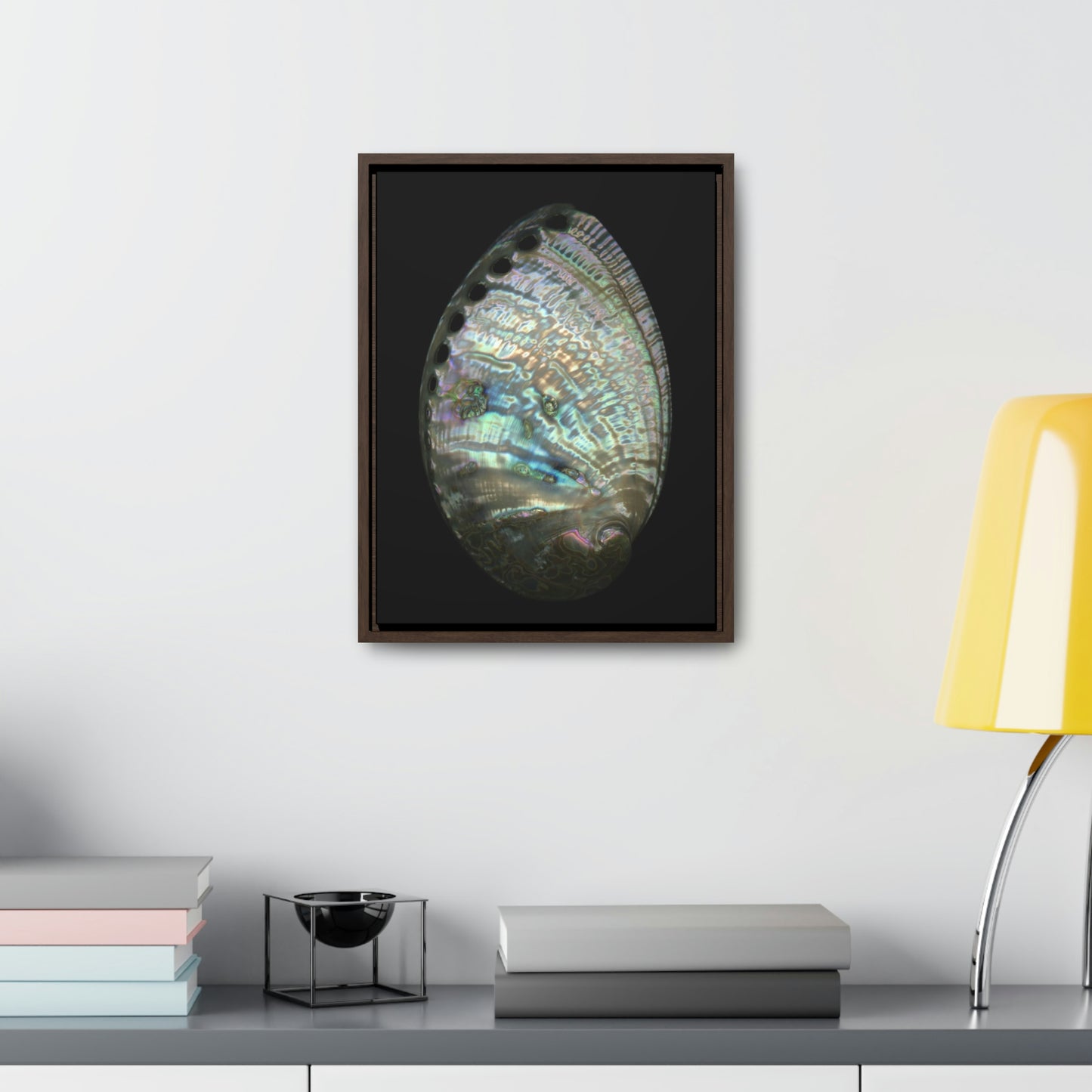 Abalone Shell Exterior | Framed Canvas | Black Background