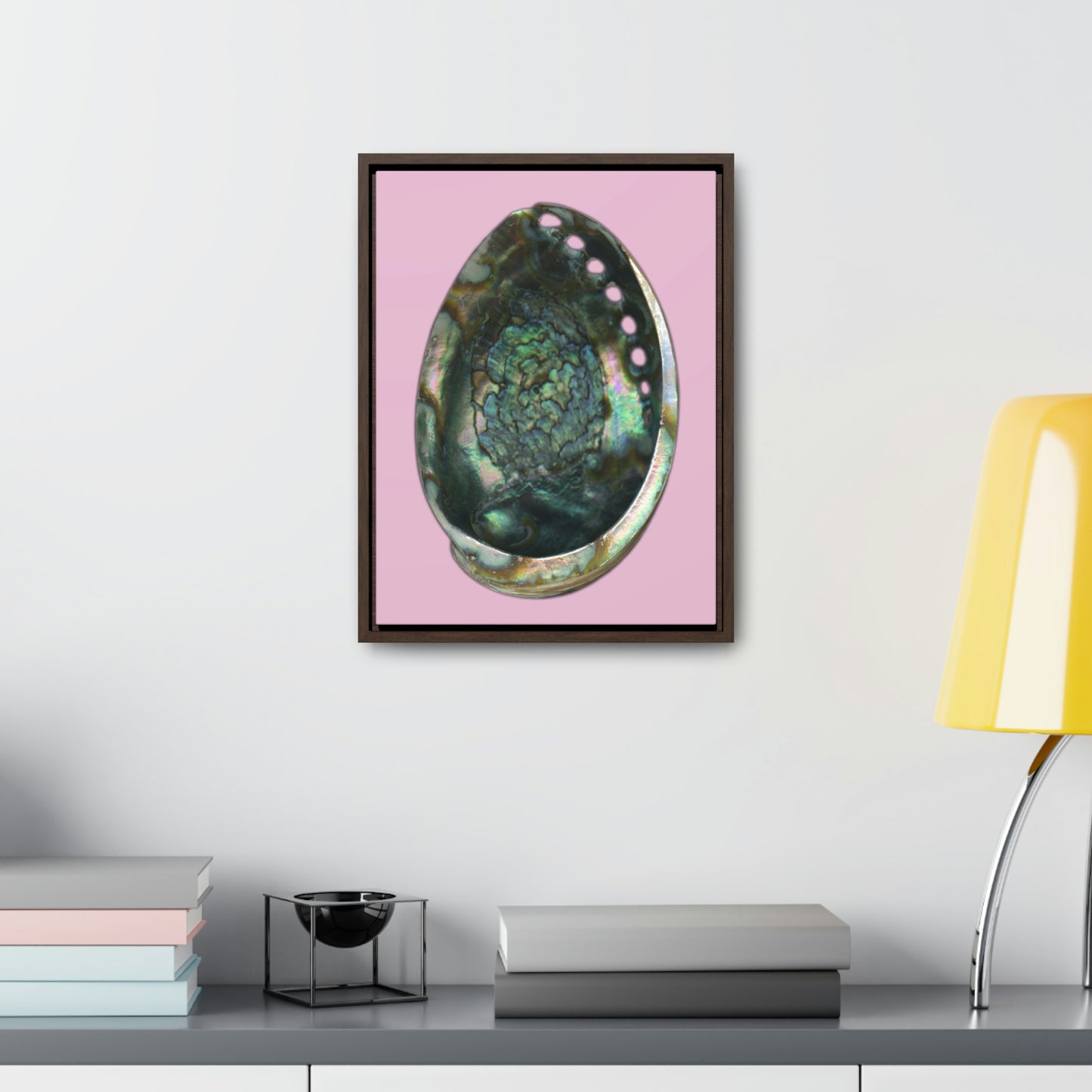Abalone Shell Interior | Framed Canvas | Orchid Pink Background
