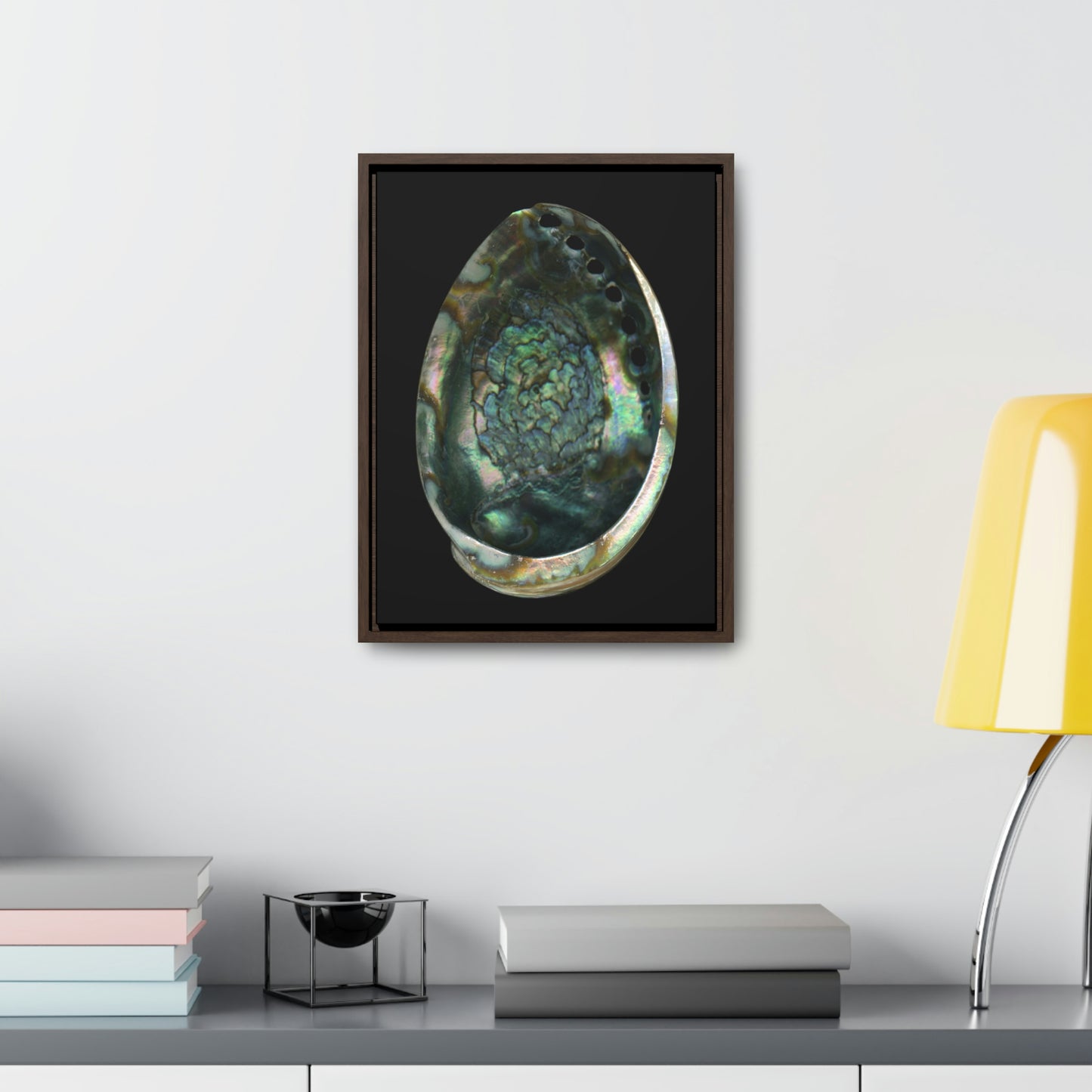 Abalone Shell Interior | Framed Canvas | Black Background