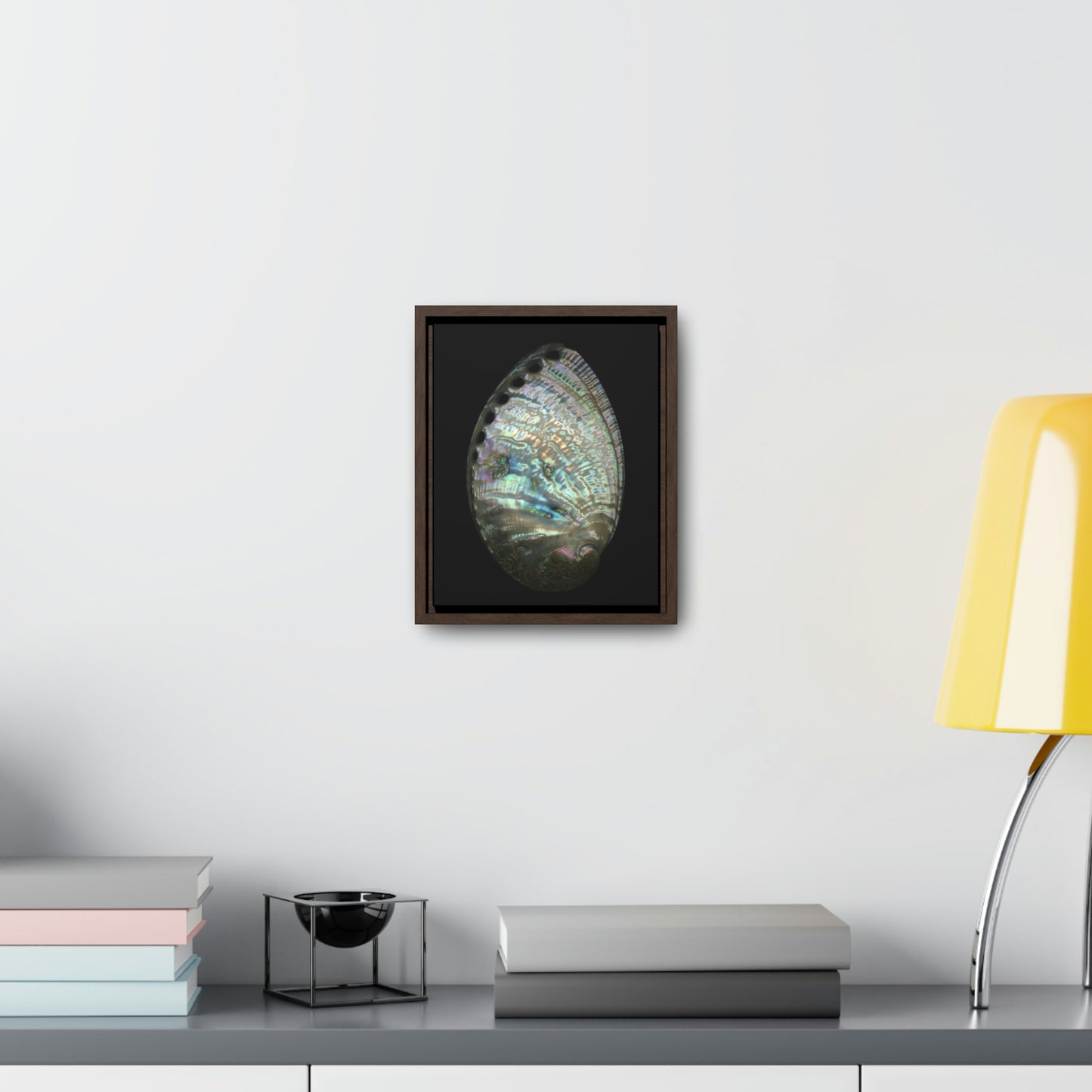 Abalone Shell Exterior | Framed Canvas | Black Background