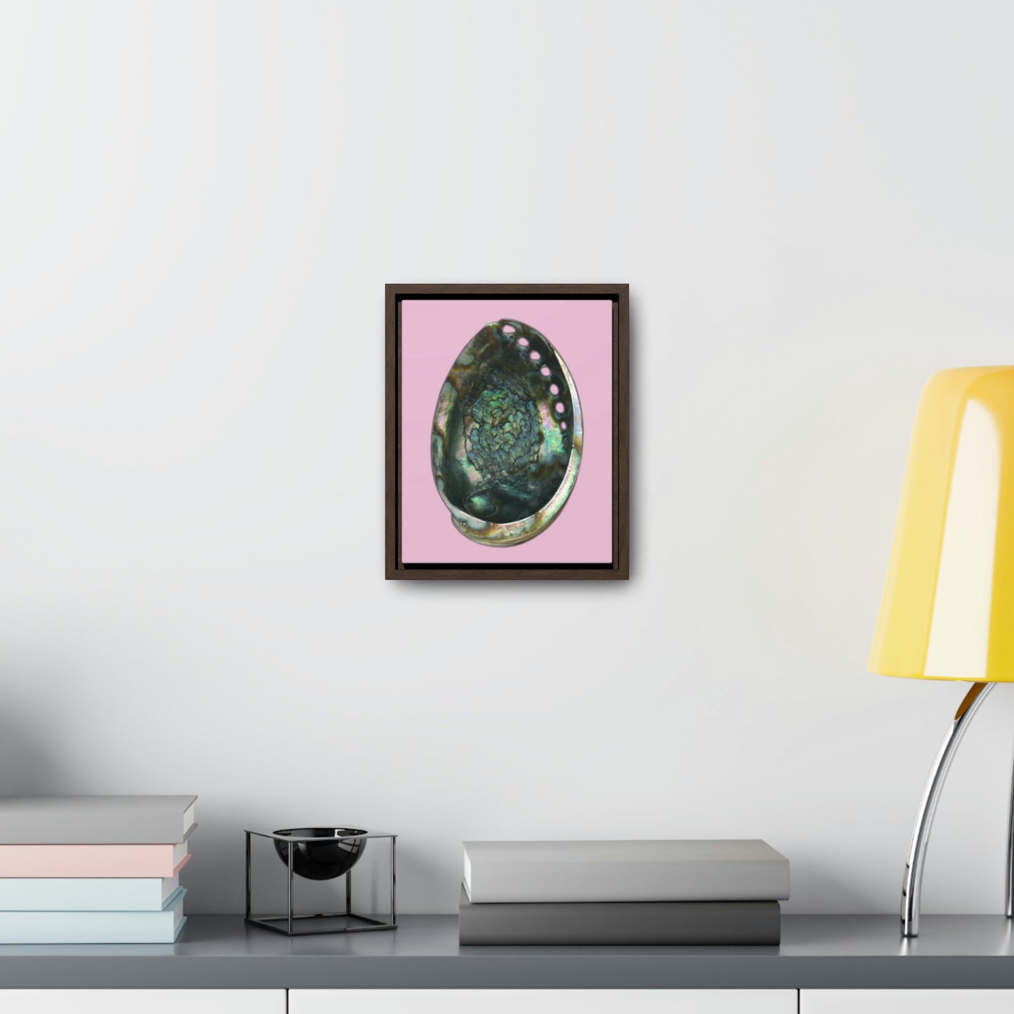 Abalone Shell Interior | Framed Canvas | Orchid Pink Background