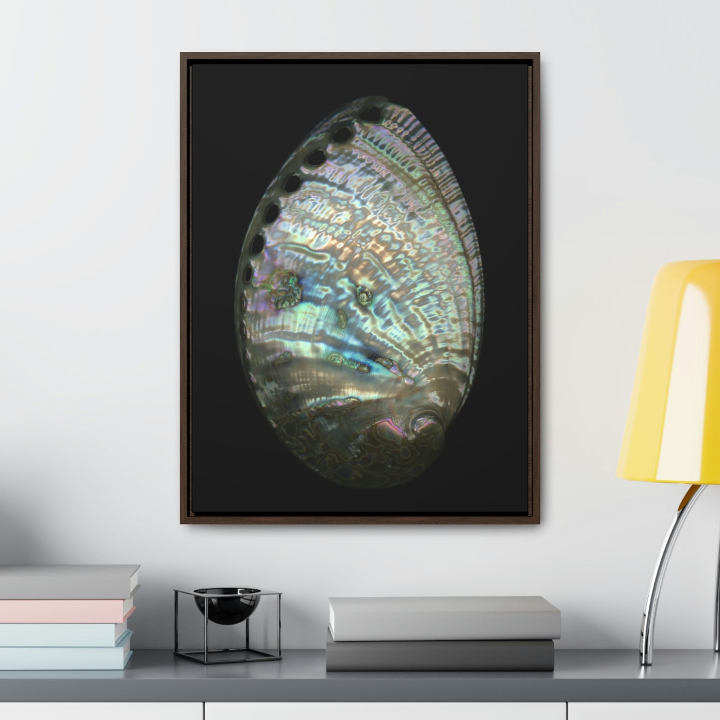 Abalone Shell Exterior | Framed Canvas | Black Background