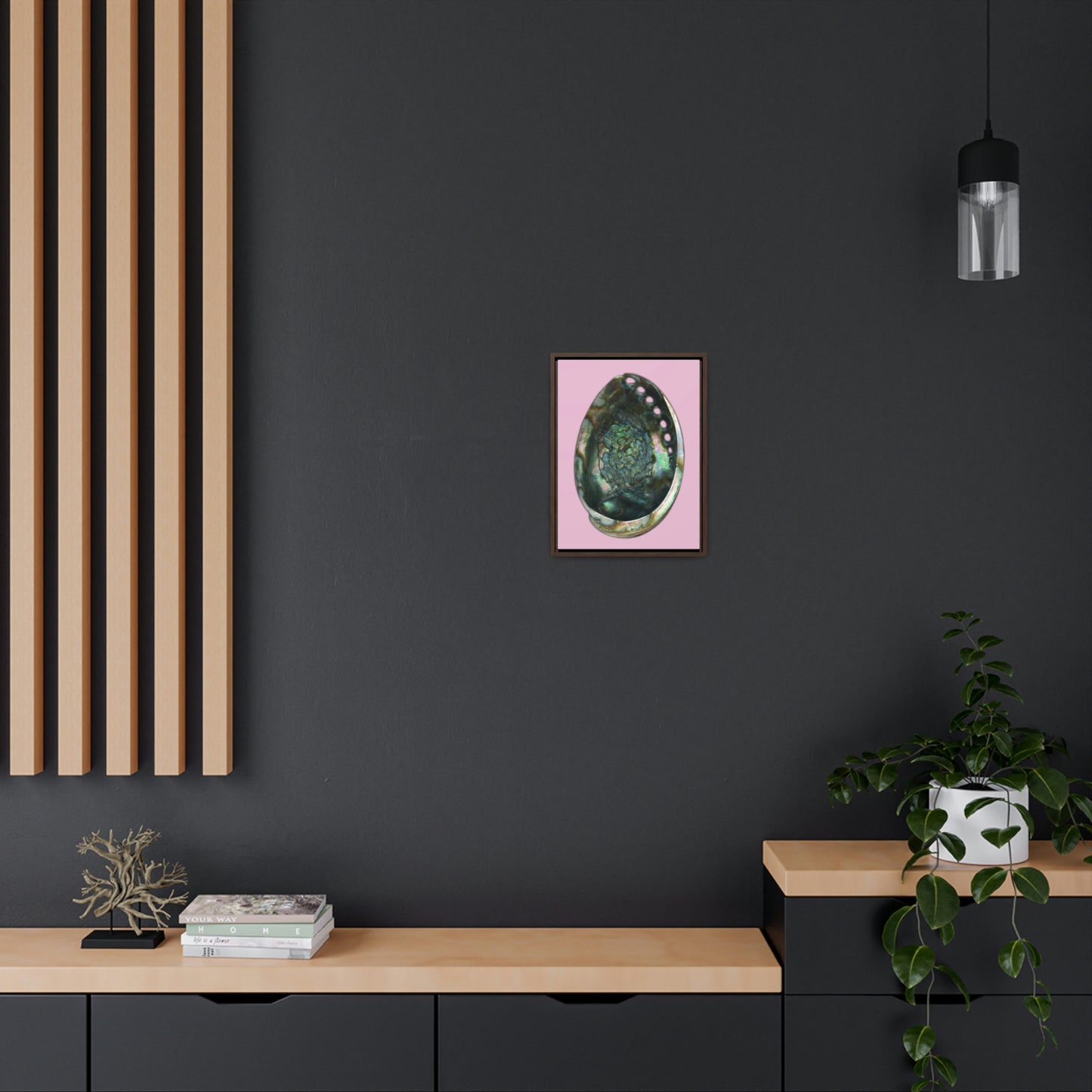 Abalone Shell Interior | Framed Canvas | Orchid Pink Background