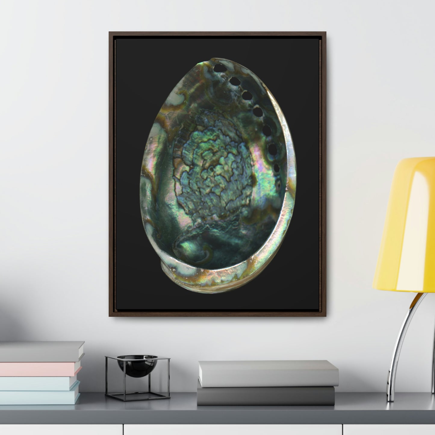 Abalone Shell Interior | Framed Canvas | Black Background