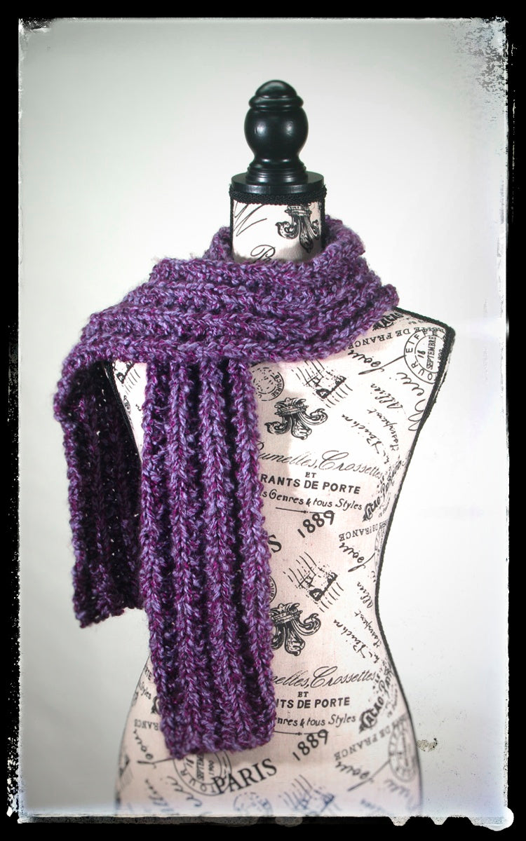 Scarf Hand-Knit Traditional | "Amethyst Dream" | Purple