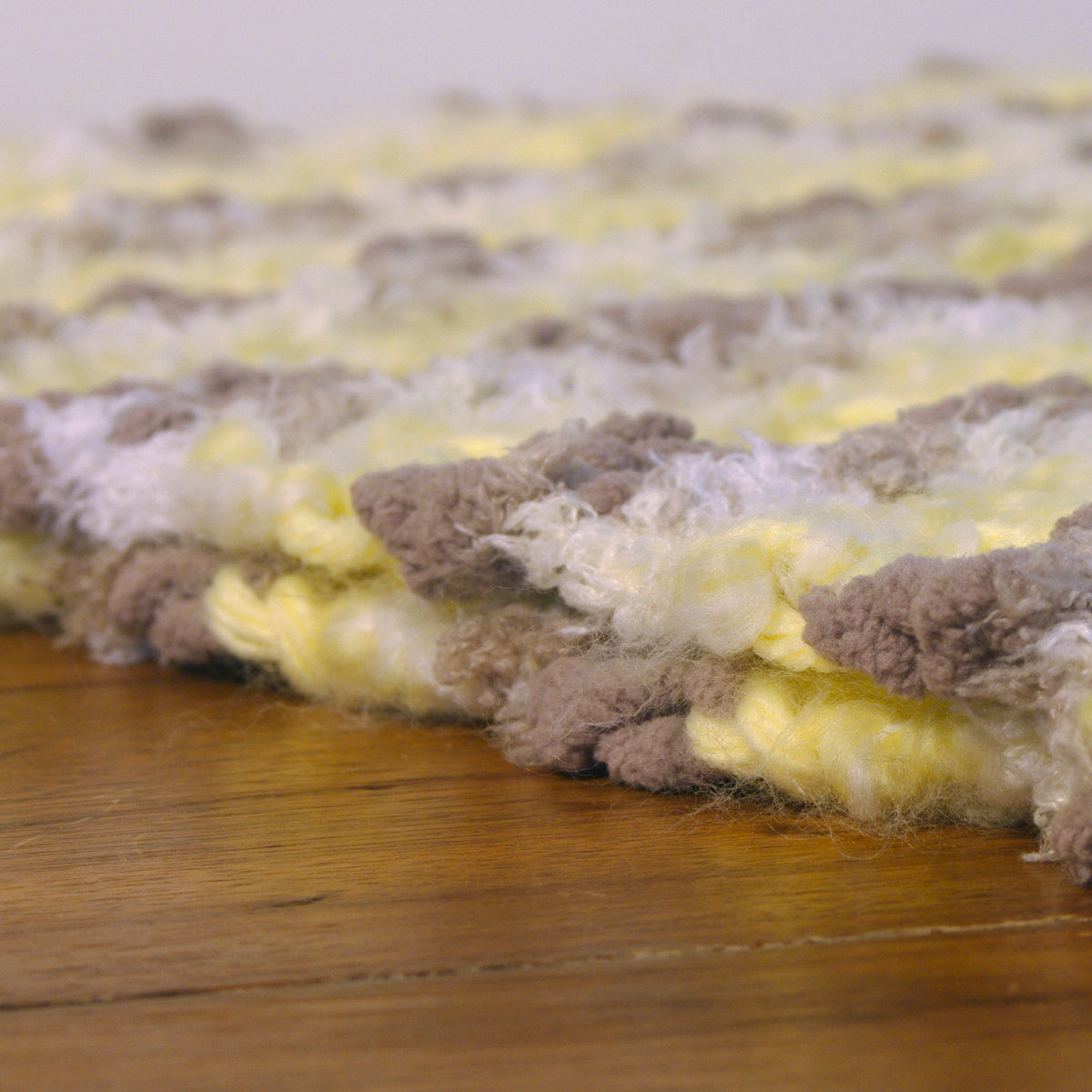 "Big Baby" Hand-Knit Blanket | Chocolate Yellow White