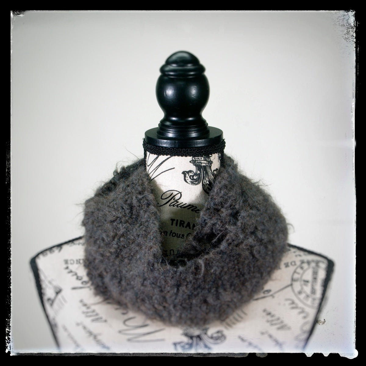 Scarf Hand-Knit Cowl Twisted Infinity | "Cloudy Sky" | Alpaca Gray Brown