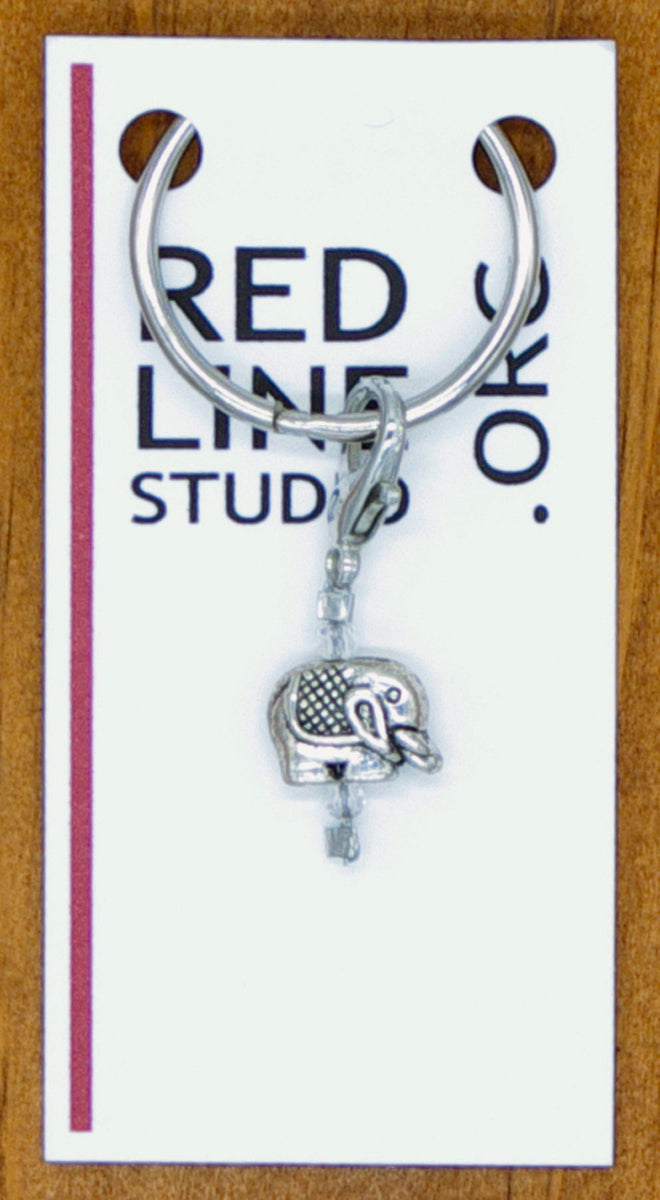 Elephant Silver Wine Glass Charm | Zipper Pull | Stitch Marker