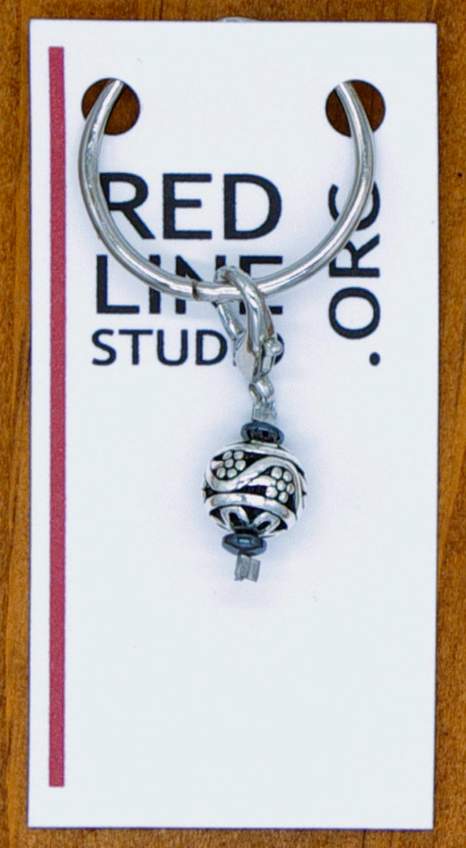 Flower LolliBead® Silver Wine Glass Charm | Zipper Pull | Stitch Marker