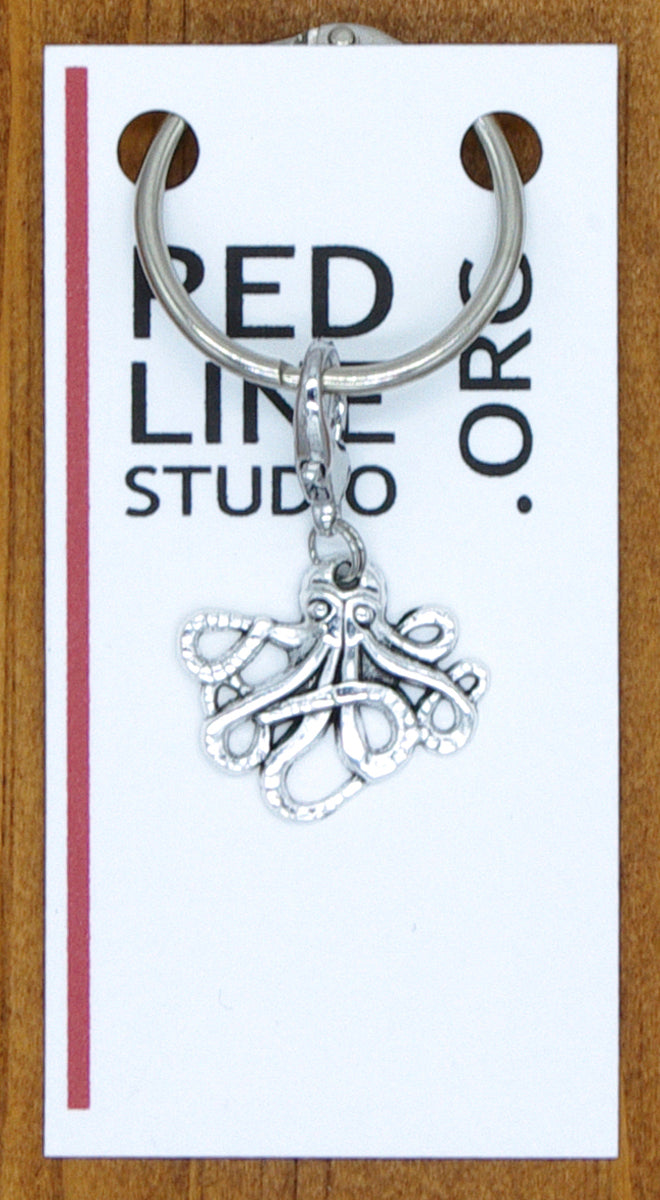 Octopus Silver Wine Glass Charm | Zipper Pull | Stitch Marker