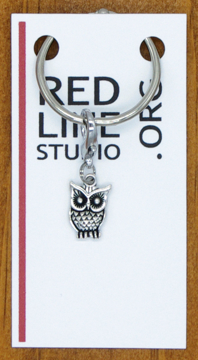 Owl Silver Wine Glass Charm | Zipper Pull | Stitch Marker