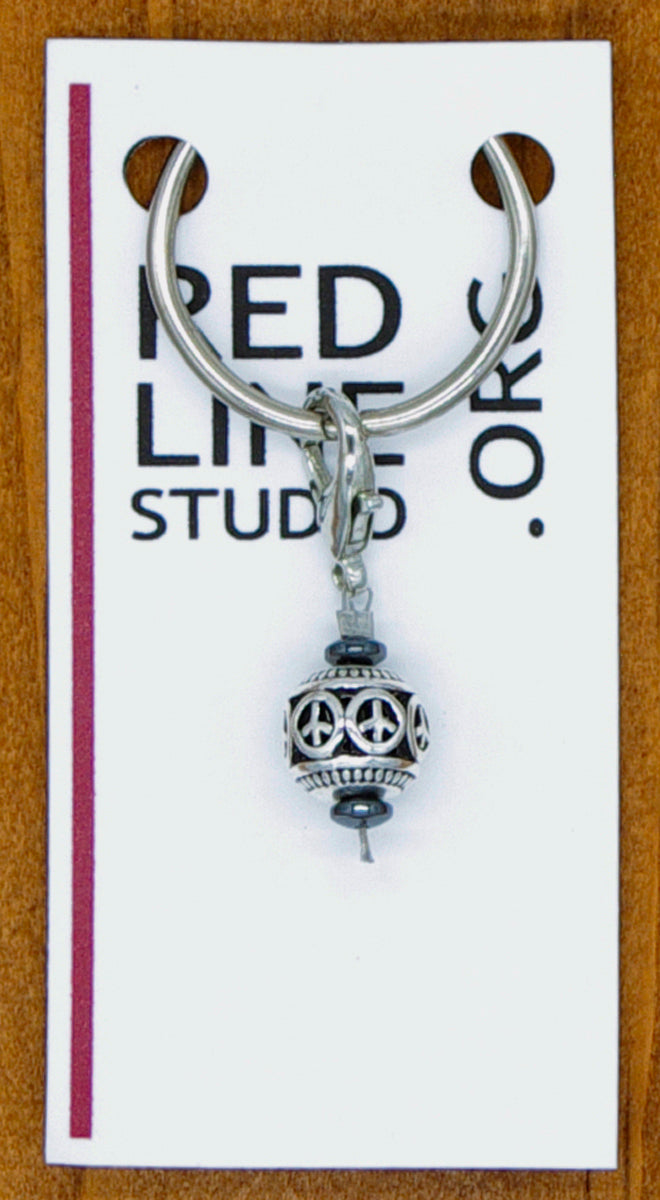 Peace Symbol LolliBead® Silver Wine Glass Charm | Zipper Pull | Stitch Marker