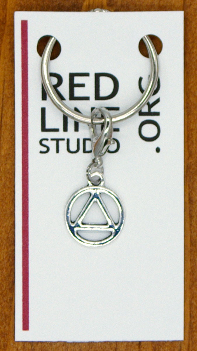 Recovery Symbol Silver Charm Zipper Pull | Stitch Marker