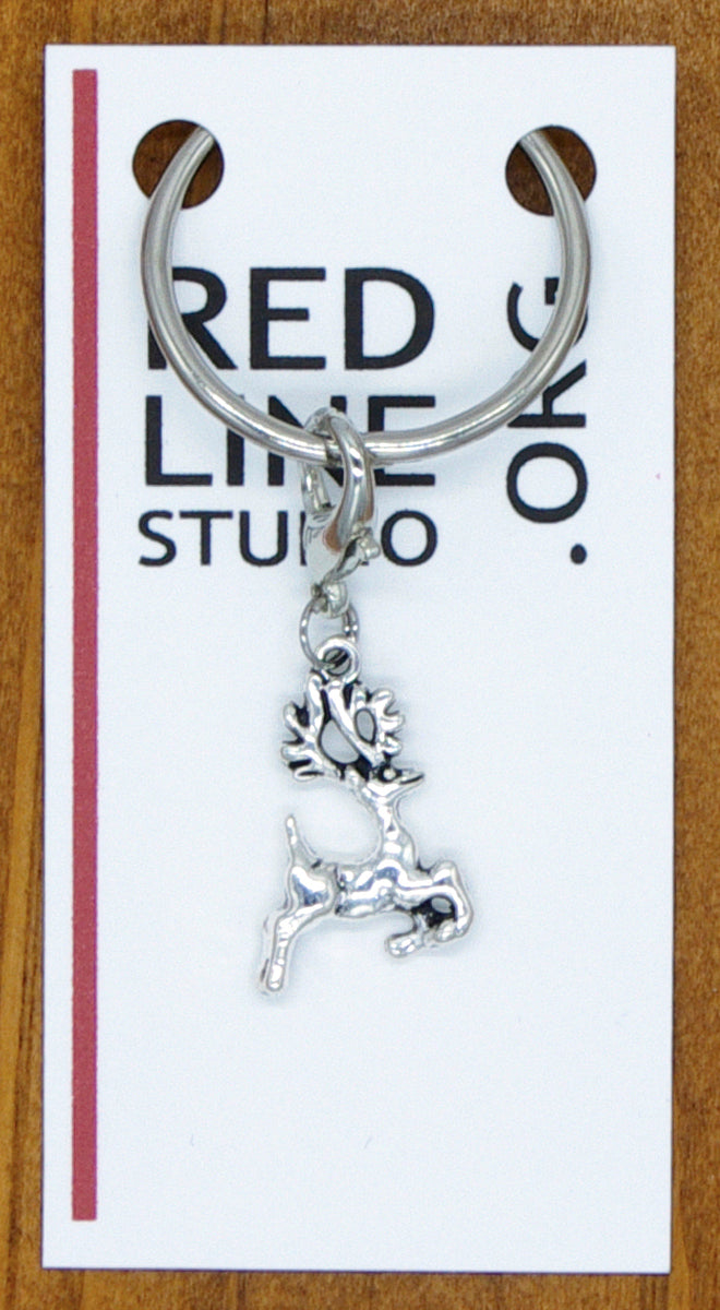Reindeer Stag Silver Wine Glass Charm | Zipper Pull | Stitch Marker