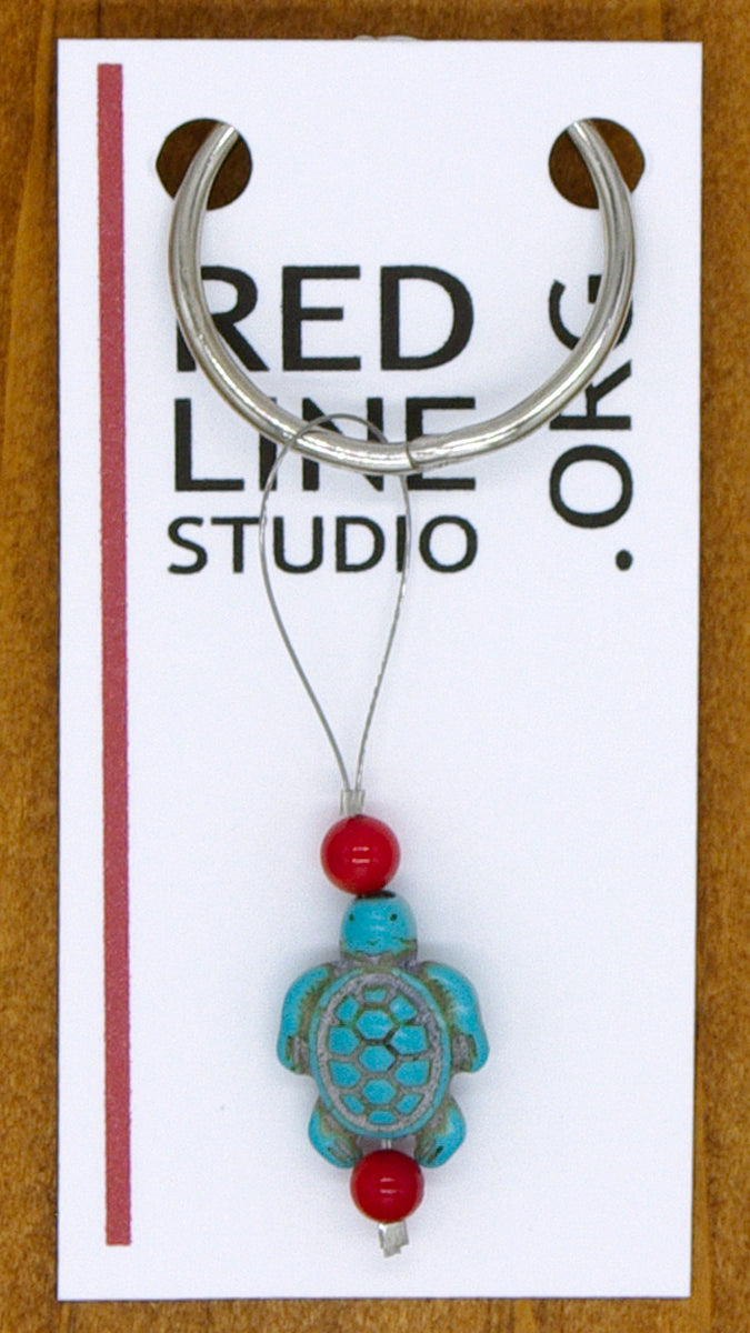 Sea Turtle Turquoise Wine Glass Charm | Zipper Pull | Stitch Marker