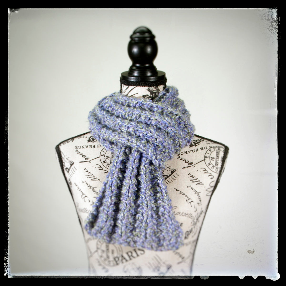 Scarf Hand-Knit Traditional | "Spring's Promise" | Lavendar Periwinkle Sage