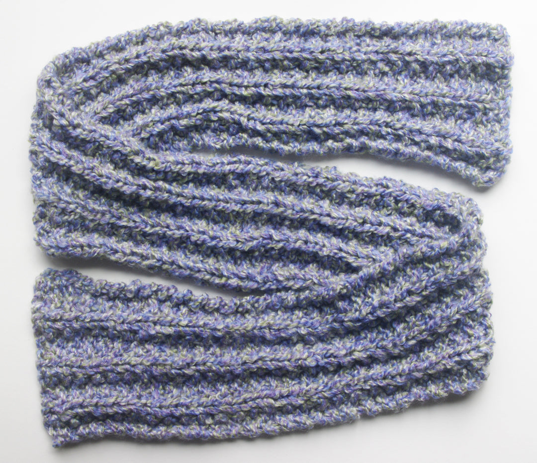 Scarf Hand-Knit Traditional | "Spring's Promise" | Lavendar Periwinkle Sage