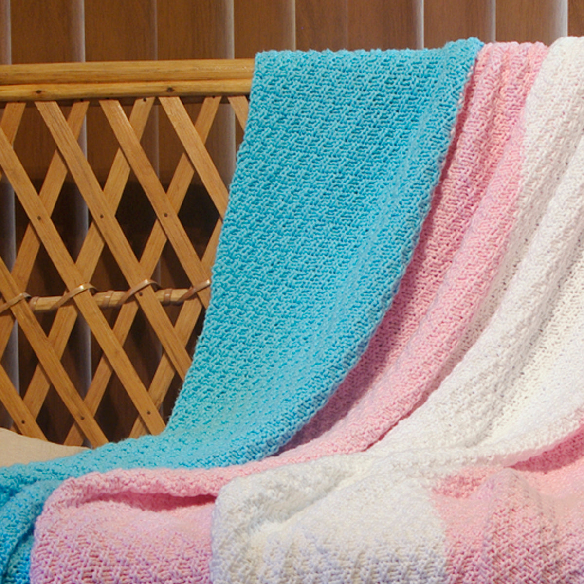 Blanket Hand-Knit | "Transgender Pride" | Light Blue Pink White
