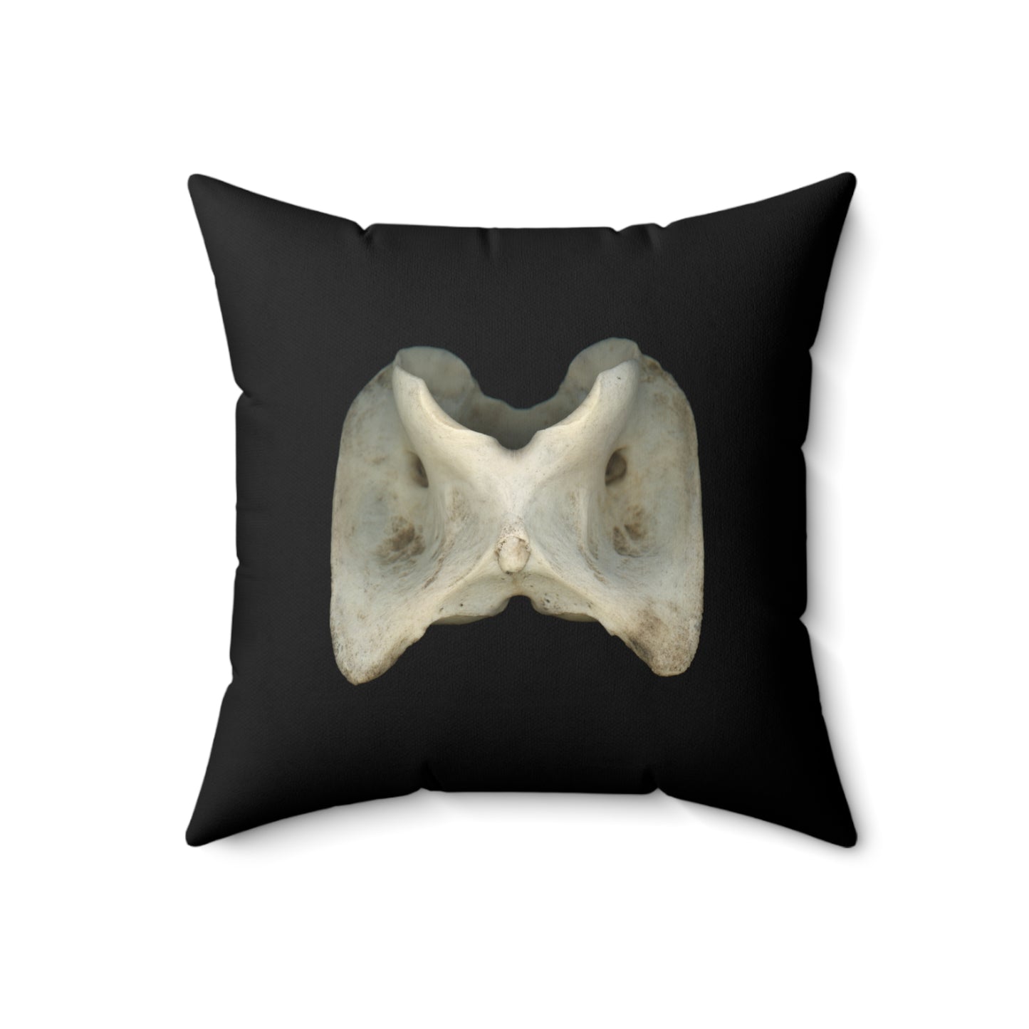 White-tailed Deer Atlas Vertebra | Throw Pillow | Black