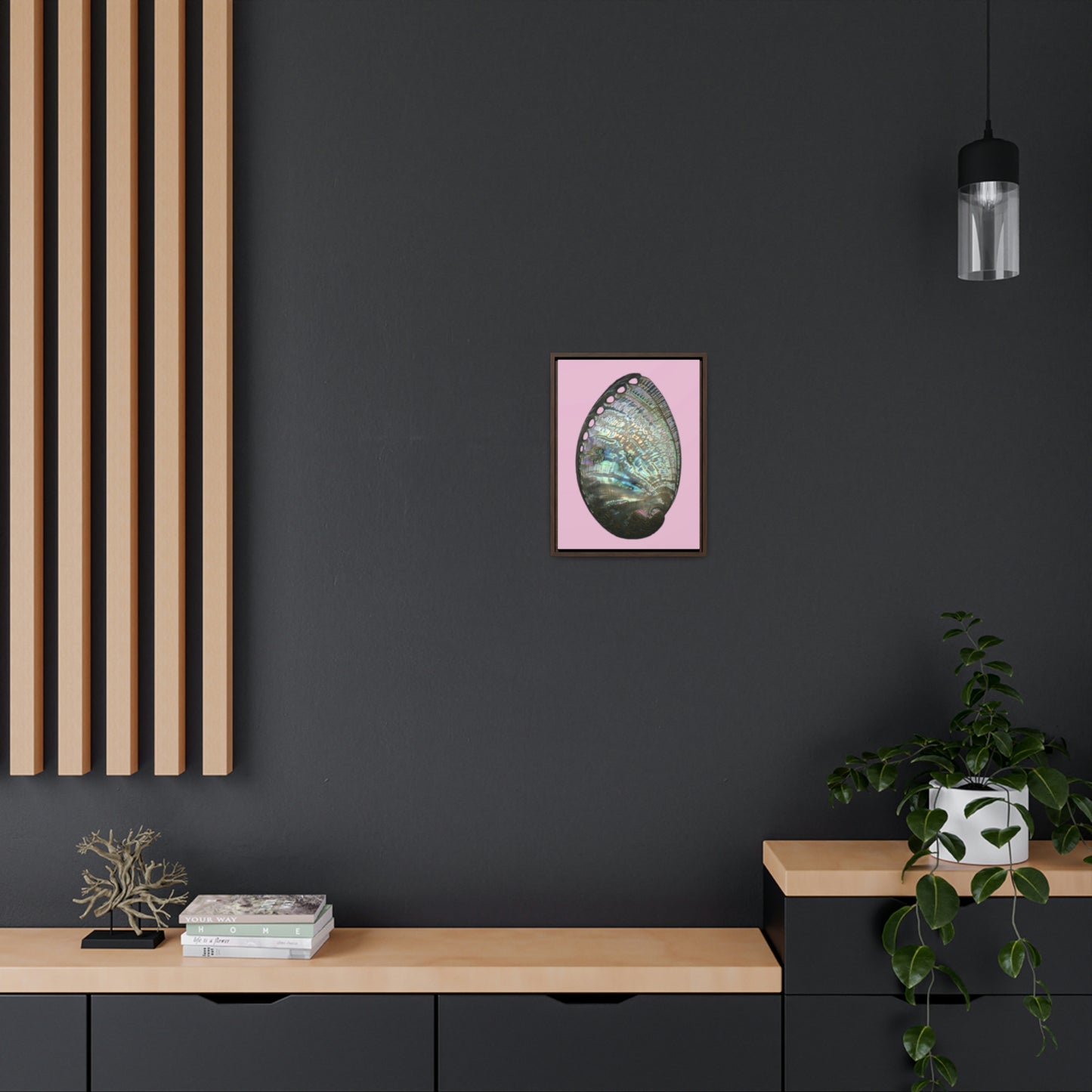 Abalone Shell Exterior | Framed Canvas | Orchid Pink Background