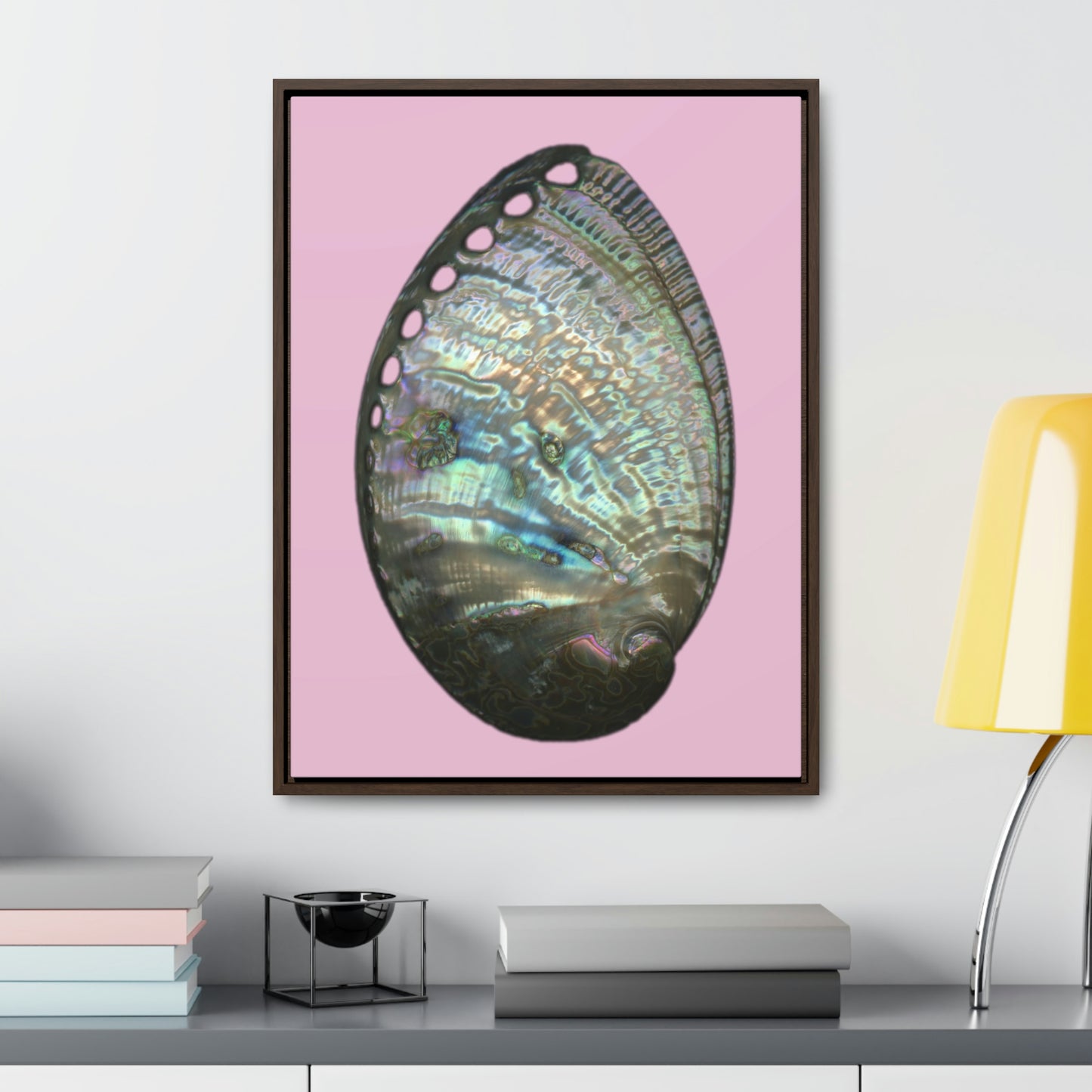 Abalone Shell Exterior | Framed Canvas | Orchid Pink Background