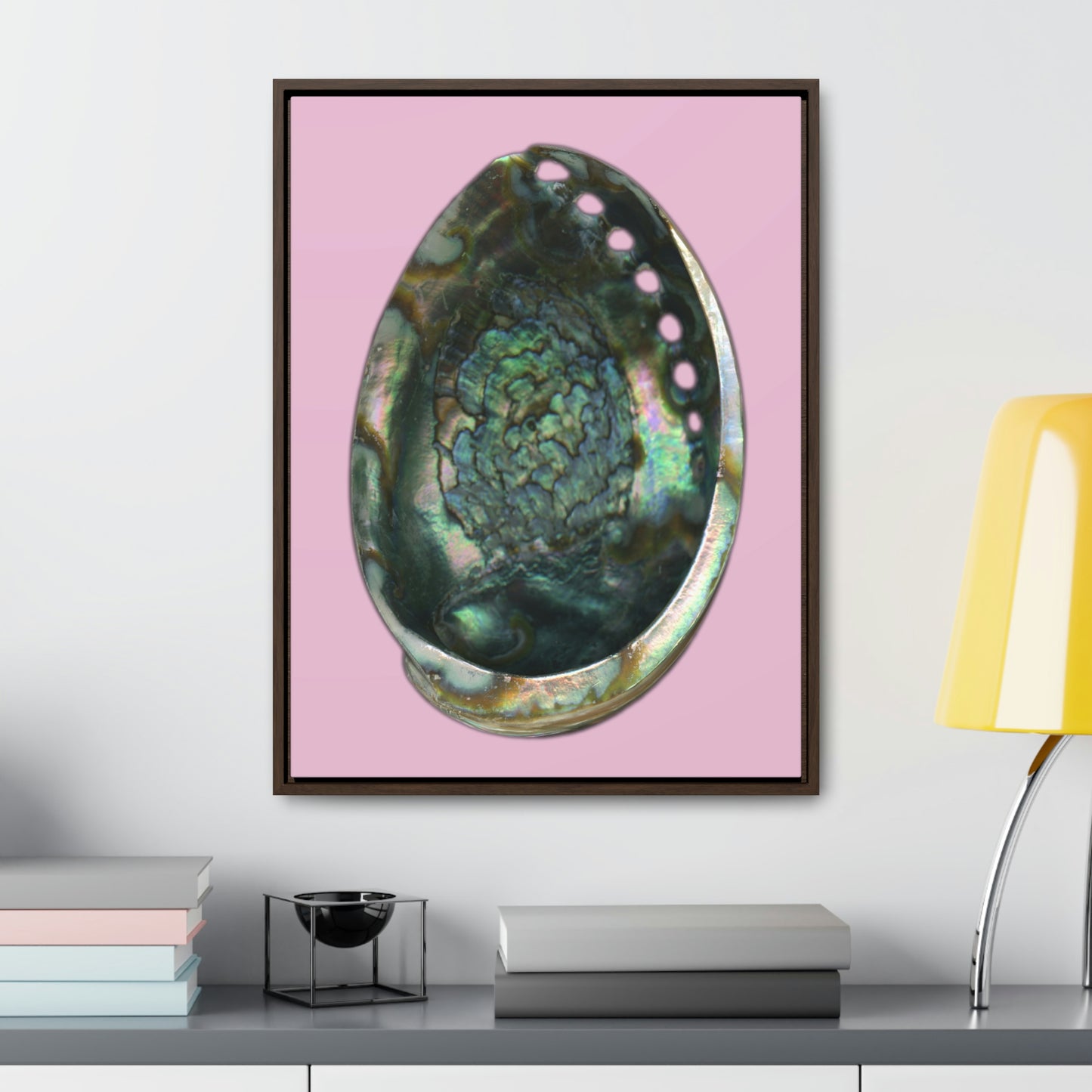 Abalone Shell Interior | Framed Canvas | Orchid Pink Background