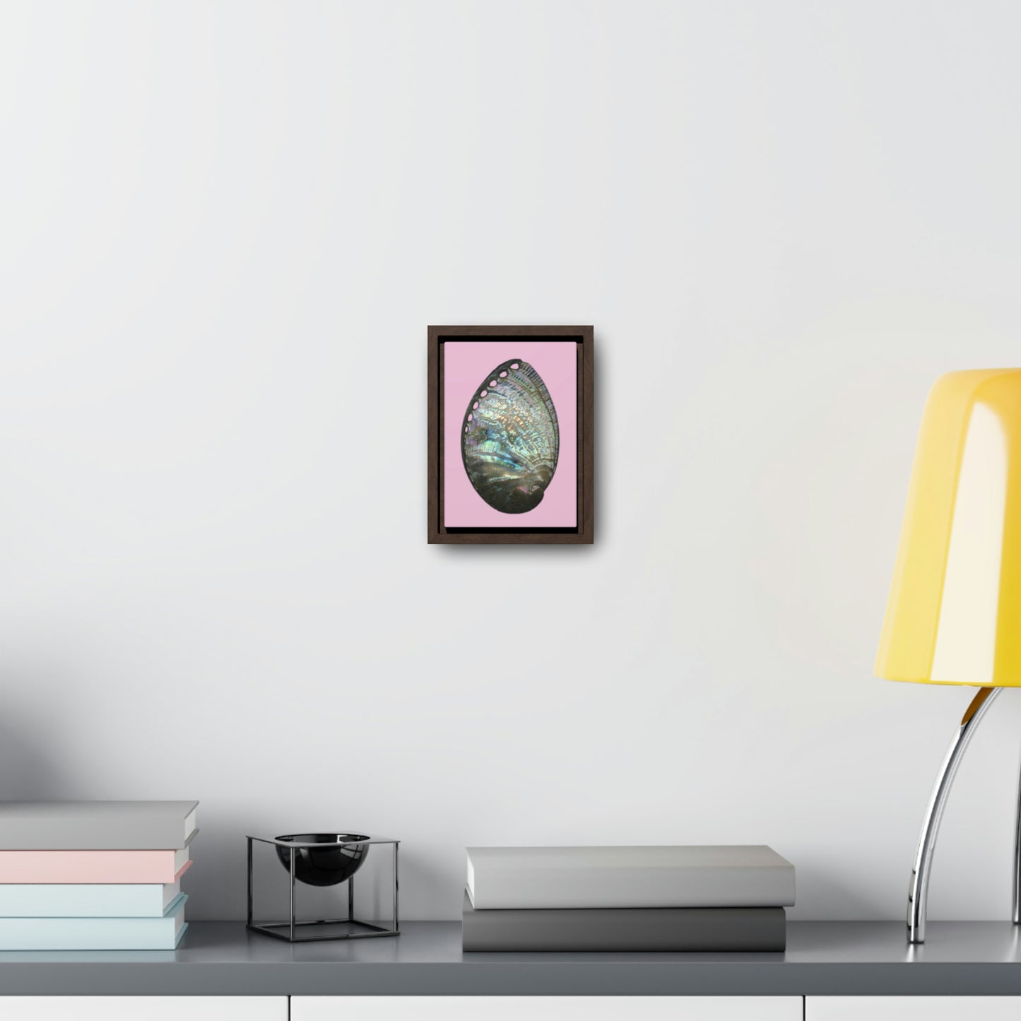 Abalone Shell Exterior | Framed Canvas | Orchid Pink Background