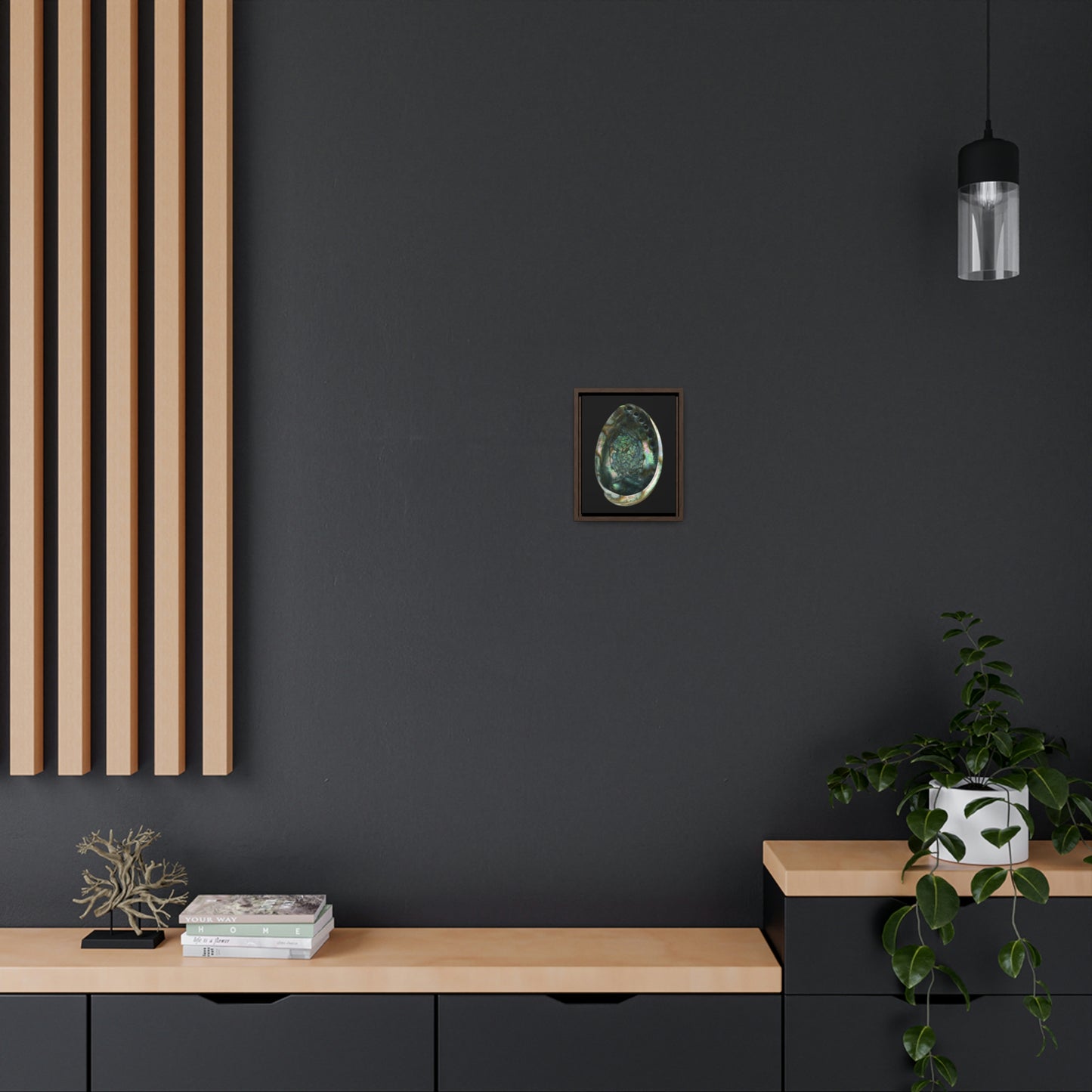 Abalone Shell Interior | Framed Canvas | Black Background