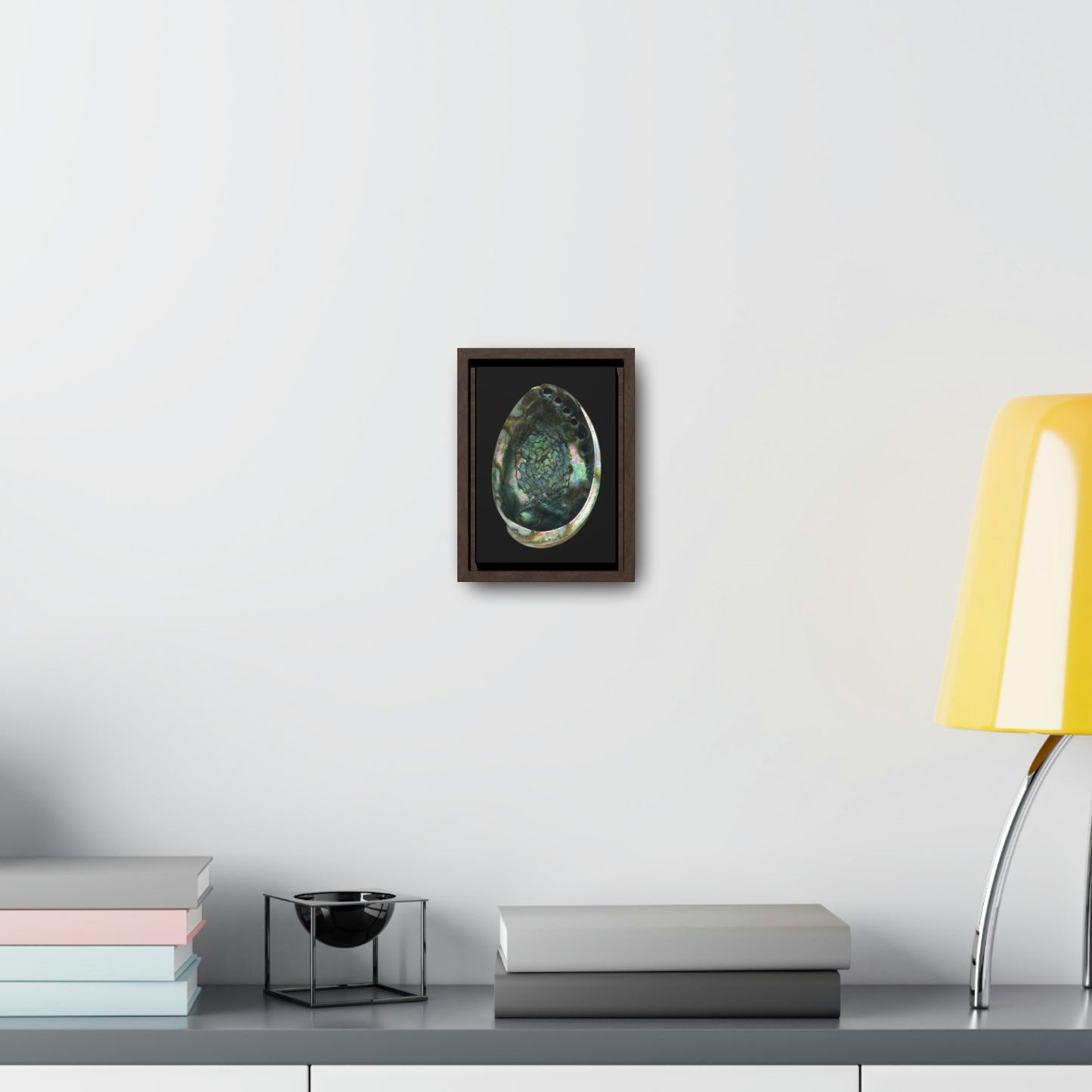 Abalone Shell Interior | Framed Canvas | Black Background