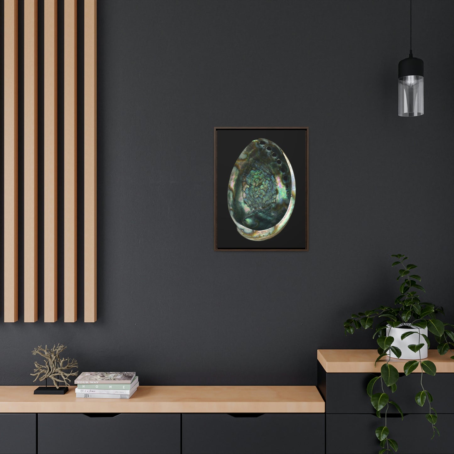 Abalone Shell Interior | Framed Canvas | Black Background