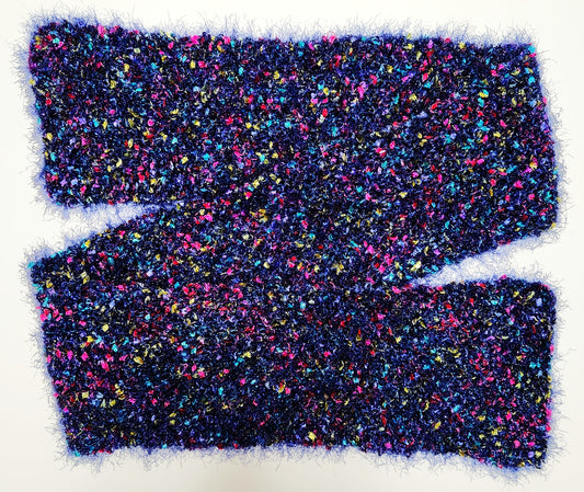 Scarf Hand-Knit Traditional | "Rhapsody In Blue" | Navy Blue Aqua Pink Lime Purple