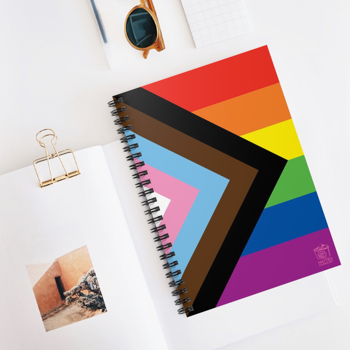 Progress Pride Flag | Spiral Notebook | Ruled Line | Rainbow